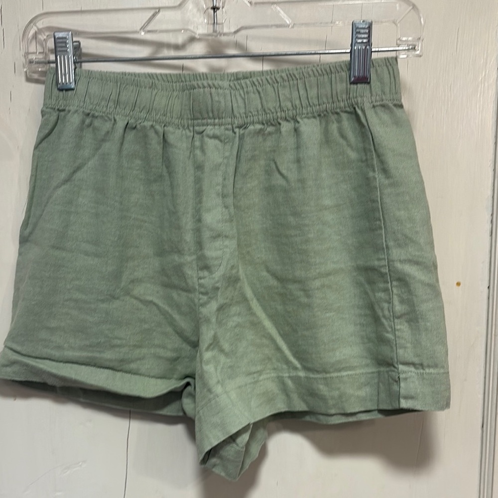 LA Hearts Pale Green Linen Blend Women's Shorts XSmall